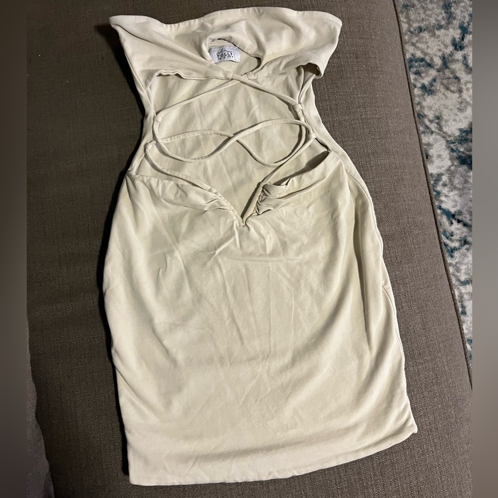 Oh Polly Cream Bandeau Dress Size 4